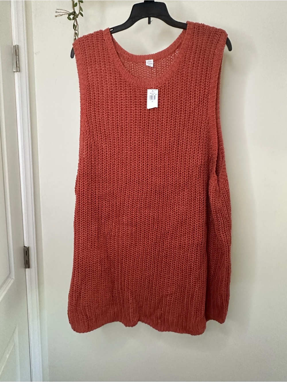 Old Navy Terracotta 100% Cotton Open Knit Crochet Sweater Vest Tank Top